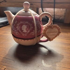 Bridgerton Netflix Ceramic Teapot for One Set Pink Cameo Heart Floral NWT